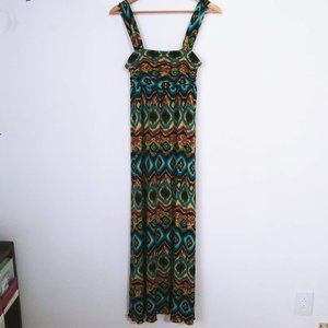 AB Studio Print Maxi Thick Strap Dress